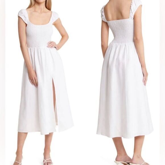 Reformation Tavi Linen Dress Short Sleeve Size Medium NWT - Picture 1 of 14